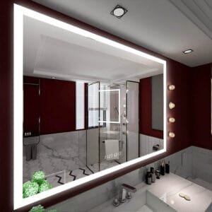 Espejo cosmético retroiluminado elegante del cuarto de baño de la luz LED del desempañador