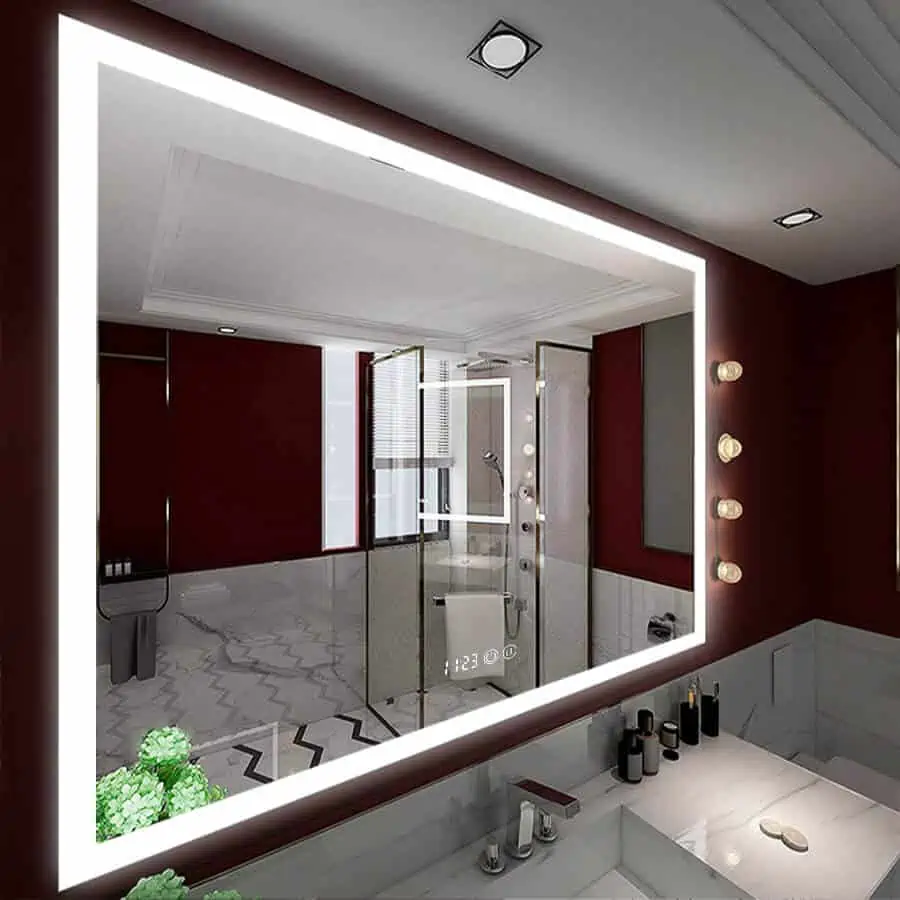 Espejo cosmético retroiluminado elegante del cuarto de baño de la luz LED del desempañador