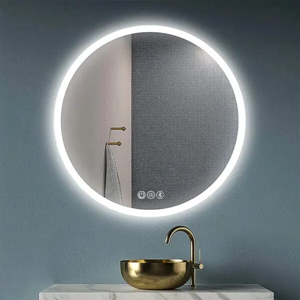 Round Smart Defog Makeup Led Light Bathroom Mirror