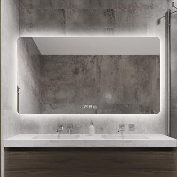 HE 18-8B Modern Luxury Led Back Light Anti-Fog Smart Touch Bathroom Mirror - Изображение 4