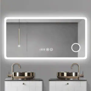 HE18-10B Smart LED Illuminated Frameless Wall Mounted Backlit Light Mirror For Washroom