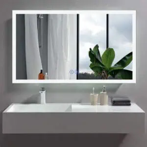 HE18-1A Frontlit Rectangle Smart Illuminated lLight Up LED Anti fog Bathroom Mirror