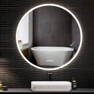 HE18-22A Anti Mist Frameless Wall Mounted Large Round LED Illuminated Anti Fog Mirror