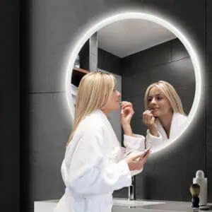 HE18-22B Round Frameless Anti Mist Wall Mounted Backlit Anti Fog Bathroom Vanity Mirror