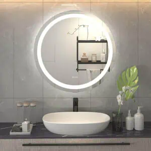 HE18-24A Smart Frameless Frontlit Illuminated Bathroom LED Round Mirror With Light