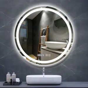 HE18-24B Frameless Wall Mounted Illuminated Backlit Round Mirror With LED Lights