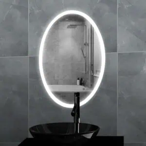 HE18-26A New Design Smart Frameless Frontlit Oval Lighted Bathroom Vanity Mirror