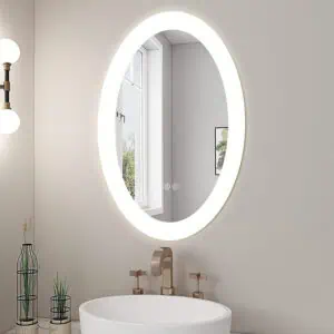 HE18-26A New Design Smart Frameless Frontlit Oval Lighted Bathroom Vanity Mirror