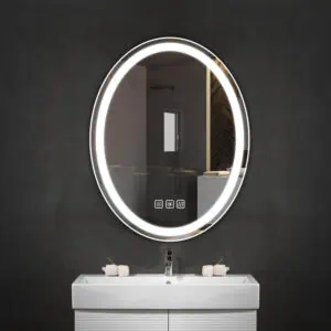 HE18-27A Frontlit Wall Mounted Smart Bathroom Oval LED Mirror With Touch Sensor