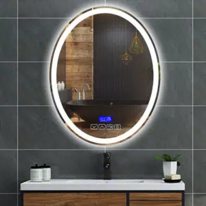 HE18-27B Wall Mounted Smart Backlit Oval Bathroom Bedroom Mirror With LED Lights