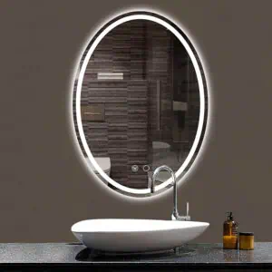 HE18-27B Wall Mounted Smart Backlit Oval Bathroom Bedroom Mirror With LED Lights