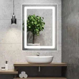 HE18-4A Frameless Rectangle Wall Mounted Illuminated Light Up Bathroom Mirror