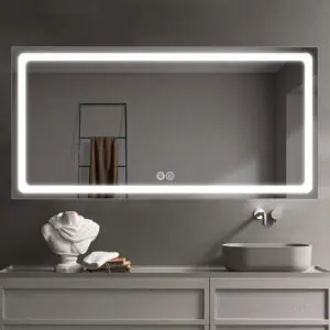 HE18-4A Frameless Rectangle Wall Mounted Illuminated Light Up Bathroom Mirror