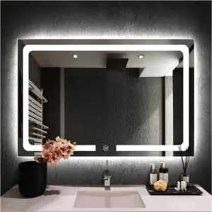 HE18-4B Rectangle Smart Wall Mounted Bedroom LED Backlit Illuminated Bathroom Mirrors