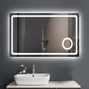 HE18-4B Rectangle Smart Wall Mounted Bedroom LED Backlit Illuminated Bathroom Mirrors