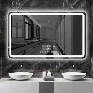 HE18-7B New Design Rectangle Frameless Illuminated Anti Mist Backlit LED Anti Fog Mirror