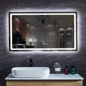 HE18-7B New Design Rectangle Frameless Illuminated Anti Mist Backlit LED Anti Fog Mirror