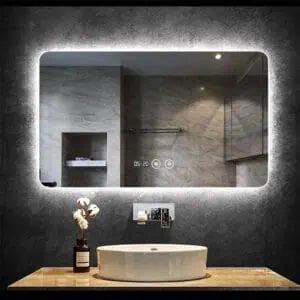 HE18-8B OEM/ODM Rectangle Frameless Smart Anti Mist Backlit Bathroom Anti Fog LED Mirror