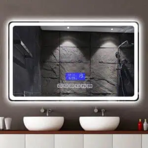 HE18-9B Rectangle Wall Mounted Anti Mist LED Light Up Backlit Anti Fog Bathroom Mirror