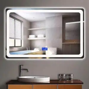 HE18-9B Rectangle Wall Mounted Anti Mist LED Light Up Backlit Anti Fog Bathroom Mirror