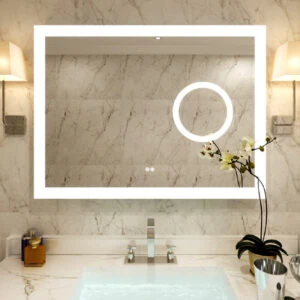 HE18-1A Frontlit Rectangle Smart Illuminated lLight Up LED Anti fog Bathroom Mirror