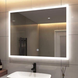 HE18-1B Frameless Wall Mounted Rectangle Anti-fog Backlit Anti Mist Bathroom Mirror