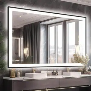 HE18-1L Rectangle Smart Touch Screen Wall Mounted Gold Black Frame LED Mirror