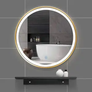 HE18-22L Round Touch Screen Illuminated Light Up Smart Bathroom Framed LED Mirror