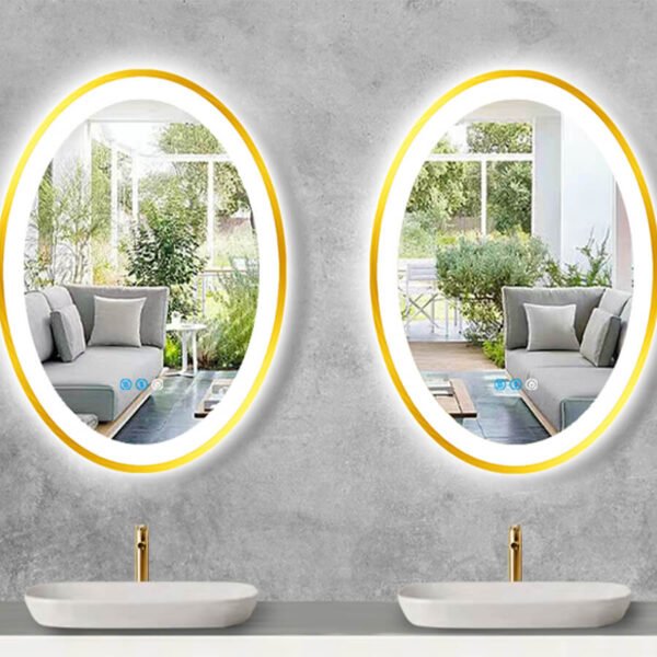 HE18-26L Customized Oval Smart Illuminated Bedroom Bathroom LED Framed Mirror - Image 4