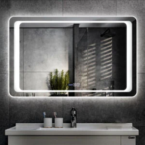 HE18-3B Large Wall Mounted Frameless Smart Anti Mist Backlit Anti Fog LED Bathroom Mirror