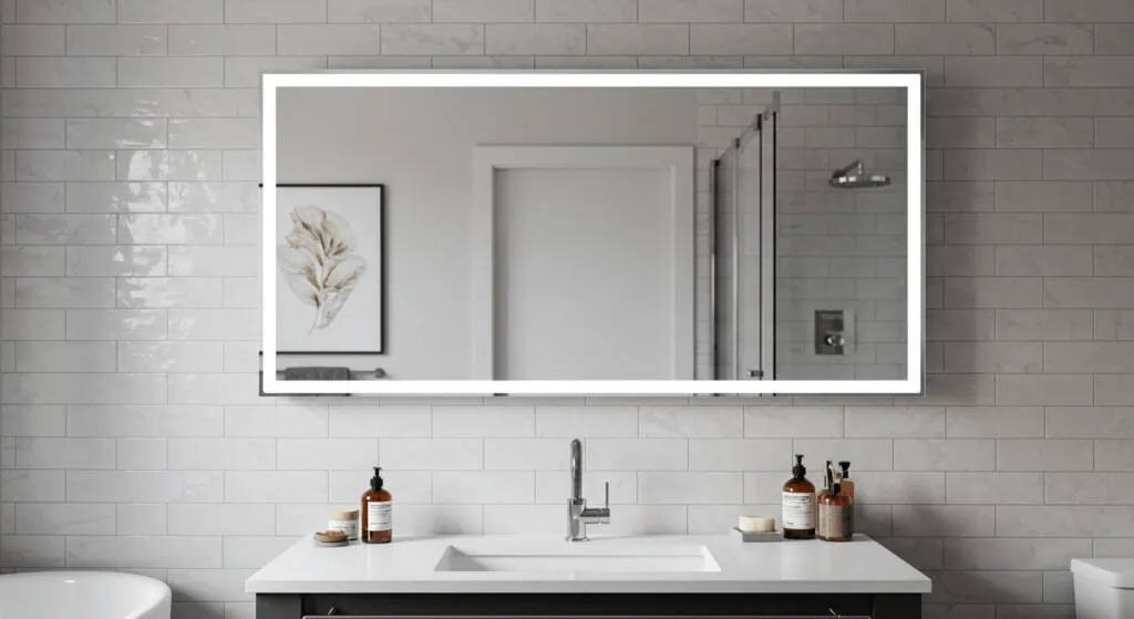 how high to hang bathroom mirror